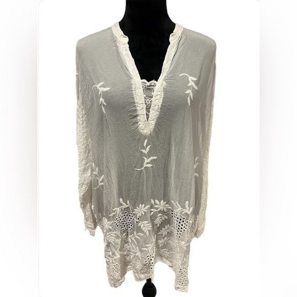 Johnny Was Ellie Long Sleeve White Floral Blouse- Small - Picture 2 of 6